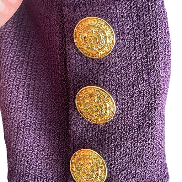 St. John collection PURPLE Dress
Gown Gold Buttons Santana Knit
Long Sleeve 4 - Picture 10 of 16